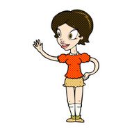 comic cartoon waving woman N40