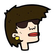 comic cartoon female face with glasses N3