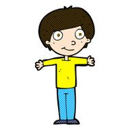 comic cartoon happy boy with open arms N6