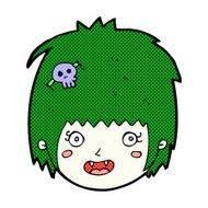comic cartoon happy vampire girl face N3