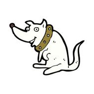 comic cartoon happy dog in big collar N2