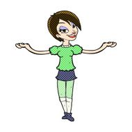 comic cartoon woman making open arm gesture N3