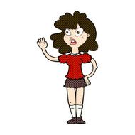 comic cartoon worried woman waving N6