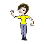 comic cartoon woman waving N97