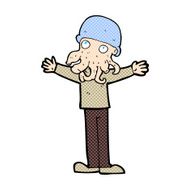 comic cartoon alien squid face man N3