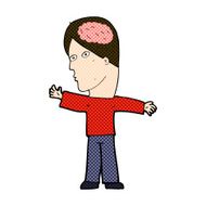 comic cartoon man with brain N3