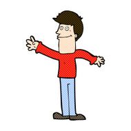 comic cartoon happy man waving N12