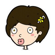 comic cartoon surprised female face N18