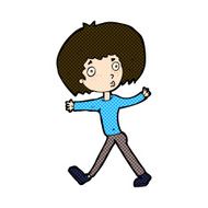 comic cartoon surprised man walking N3