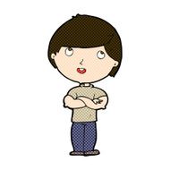 comic cartoon happy man with folded arm N3