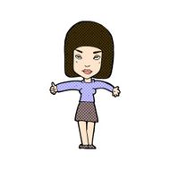 comic cartoon woman giving thumbs up symbol N19