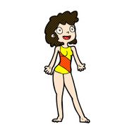 comic cartoon woman in swimming costume N3
