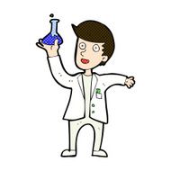 comic cartoon happy scientist N2