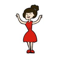 comic cartoon woman with raised arms N3