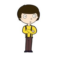 comic cartoon staring boy with folded arms N3