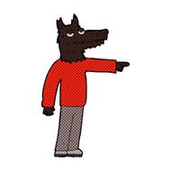comic cartoon wolf man pointing N3