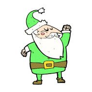 comic cartoon santa claus punching air N6