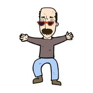 comic cartoon old man waving arms N3