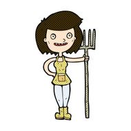 comic cartoon happy farmer girl N3