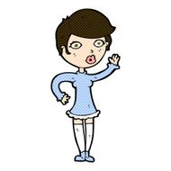 comic cartoon pretty woman waving N26