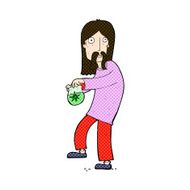 comic cartoon hippie man with bag of weed N3