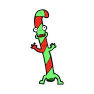 comic cartoon dancing christmas candy cane N6