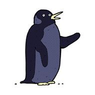 comic cartoon penguin waving N2