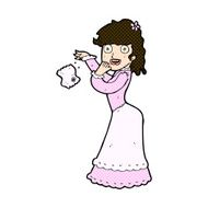 comic cartoon victorian woman dropping handkerchief N3