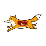 comic cartoon fox with mouse in belly