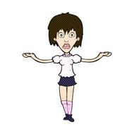 comic cartoon woman shrugging shoulders N139