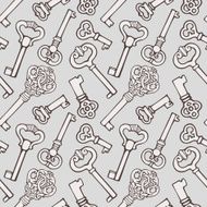 Seamless pattern with outline vintage keys N5