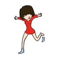 comic cartoon woman kicking off sock N3