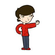 comic cartoon woman waving N98