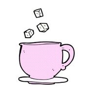 comic cartoon teacup with sugar cubes N3