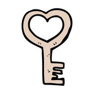 comic cartoon heart shaped key N5