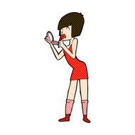comic cartoon woman applying lipstick N3