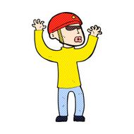 comic cartoon security man panicking N3