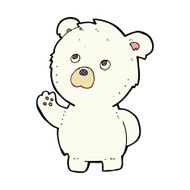 comic cartoon waving polar bear N12