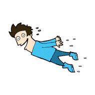 comic cartoon drenched man flying N3