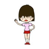 comic cartoon waving woman N41