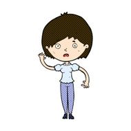 comic cartoon waving woman N42