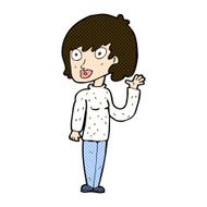 comic cartoon waving woman N43