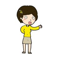 comic cartoon waving woman N44