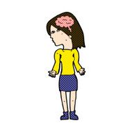 comic cartoon clever woman shrugging shoulders N3