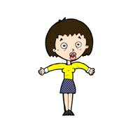 comic cartoon woman shrugging shoulders N142