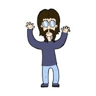 comic cartoon hippie man waving arms N2