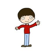 comic cartoon happy waving boy N5