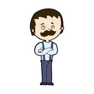 comic cartoon man with mustache N26