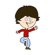 comic cartoon happy waving boy N6