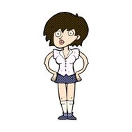 comic cartoon surprised woman with hands on hips N3